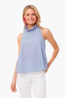 Tuckernuck Pomander Place Mason Blouse in Blue Stripe size Medium (M)