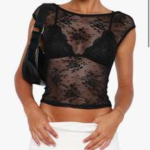 Black Backless Lace Crop Top