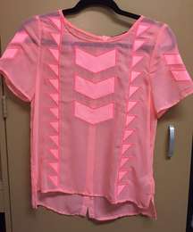 Pink Aztec Print Sheer Top