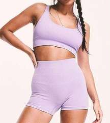 Greatly & Co Ribbed Crop To & Compression Shorts Lot Of 2 Purple Women's Small