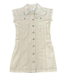 Jessica Simpson All Cotton Khaki, Button Up Overall Dress, X-Small