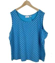 NWOT Joan Rivers Blue Polka Dot Sleeveless Top Tank Top Size 3X