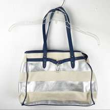 TOMMY HILFIGER Striped Canvas Shoulder Bag Tote