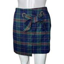 Wild Fable Skirt Women XS Blue Green Plaid Pencil Skirt Straight Preppy Academia