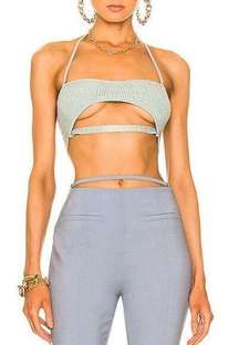 Jacquemus Beijo Blue Sage Linen Blend Knit Crop Top Women’s Size Medium