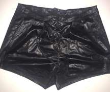 Light Leather Lace Up Shorts