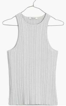 NWT Madewell The Signature Shimmer Knit Cutaway Sweater Tank Gray Size Small