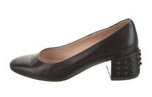 TODS Black Leather Studded Kitten Heels Size 35/5