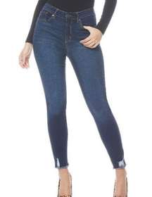 Rosa Curvy Ankle Jeans Sz. 16X26 Raw Hem Stretch Dark Denim Spring