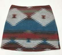 American Eagle Womens Aztec Wool Blend Skirt Size 2 Mini Pencil Boho Fall Lined