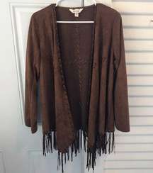 Krazy Kat faux leather western long sleeve jacket with fringe size medium