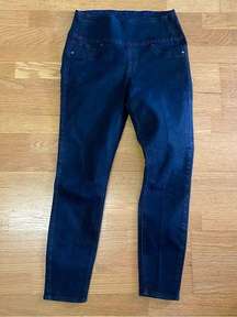 Spanx Dark Wash Shimmer Side Zip Preppy Minimalist Shapewear Jeans L