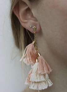 Ettika Pink Daydreamer Tassel 18k Gold Plated Earrings