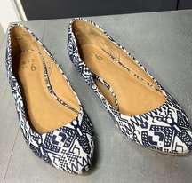 MIX No.6 Vantage Pointed Toe Skimmer Flats Ballet Shoes Folklore Fabric Print