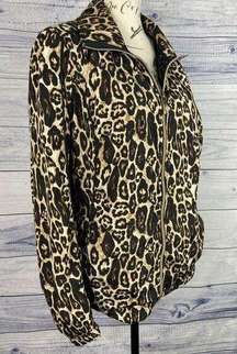 Activology Full Zip Jacket Womens Size L Leopard Athleisure Mesh Lined Pockets