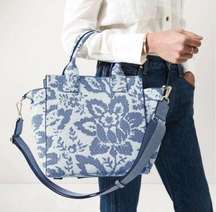 Rothy’s The Handbag Jardin Blue Floral Print Texture Crossbody Shoulder Bag Tote