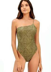 Vix NWT Ana Ortiz Green One Piece Adjustable One Shoulder SwimSuit Sz S