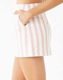 Pink And White Striped Pull On Shorts