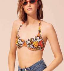 solid & striped Woodstock floral swim top