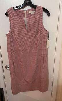 W BY WORTH PINK CHECKERED SHIFT DRESS WOMENS SIZE 8 NEW WITH TAGS