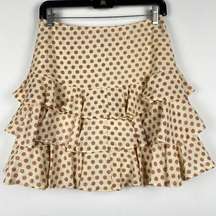 NWT INDIKAH Skirt Cream & Rust Polka Dot Mini Skirt Tiered New Boutique Medium M