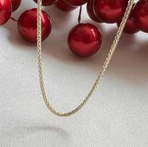 14k solid gold wheat chain Necklace | perfect gift | 14K 1mm 8 Round Wheat |