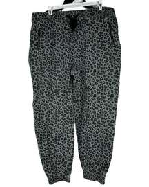 Celebrity Pink Women's Elastic Waist Cheetah Print Jogger Pants Size XL Gray