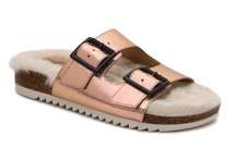 Mix No 6 Faux Fur Lined Rose Gold Birkenstock Sandal Slides Size 7.5