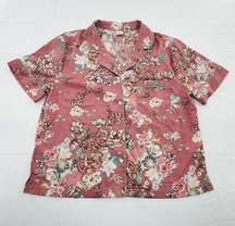 Womens Cupcakes And Cashmere Button Front Pajama Top Floral Pink Size Medium