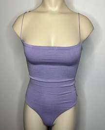 Naked Wardrobe Women's XXS Got The Scoop Bodysuit Purple Thin Strap Thong NWT