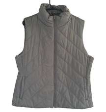 NY & Co Gray Quilted Sleeveless High Neck Full Zipper Vest Women Sz XL