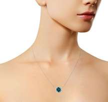 Haus of Brilliance .925 Blue Sapphire Gemstone Solitaire 18" Pendant Necklace