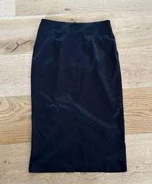 Luvalot Midi Pencil Skirt with Back Slit in Black