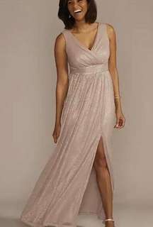 Oleg Cassini Glitter Knit Tank A-Line Formal Bridesmaid Mother Of The Bride Gown