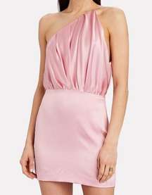 Michelle Mason One Shoulder Pleated Mini Dress