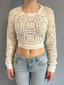 White Crochet Sweater