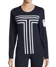 Tory Burch Sport Long-Sleeve Performance Graphic Top navy Sz M