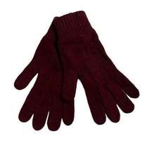 Womens wool blend knit burgundy gloves