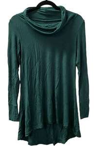 CuddlDuds Shirt Womens Small Green Long Sleeve Cowl Neck Tunic Top Modal Mix