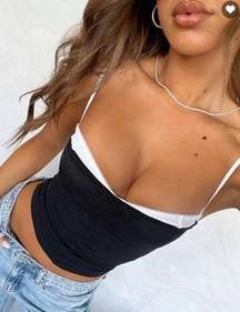 Remind Me Again Bustier Black, Small Mesh Crop Tank