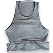 Outdoor Voices Slashback Crop Top Sports Bra Racerback Cut Out Gray Size Medium