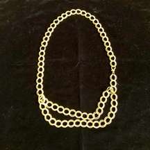 EUC Gold Tone Chain Link Lobster Clasp Double row Belt, 36”