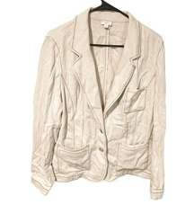 J.Jill Plus Size 18 Oatmeal Blazer Linen Blend Coat Jacket Women’s Tan