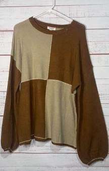 New Brown & Tan Colorblock Andree by Unit Boutique Sweater