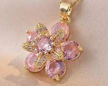 Gold Pink Micro Flower Fidget Charm 