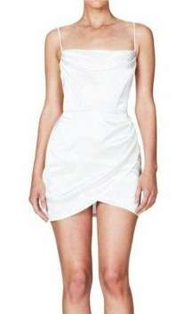 Nookie Dream Draped Mini Satin Dress Ivory White Size Large NWT