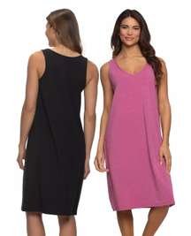 Cotton Modal Stretch Sleep Dress 2-Pack Sz M Black Raspberry Brand New