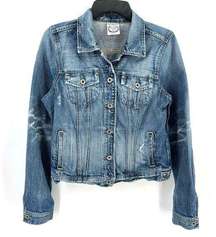 Polo Jeans Ralph Lauren Distressed Denim Jacket Womens Size Large