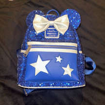 Loungefly Disney Make a wish sequin sparkle sorcerer Mickey Backpack Blue White