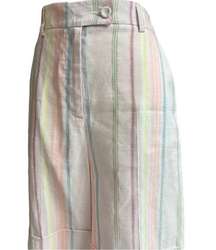 Beatrice b Linen Striped High Waisted Bermuda Shorts